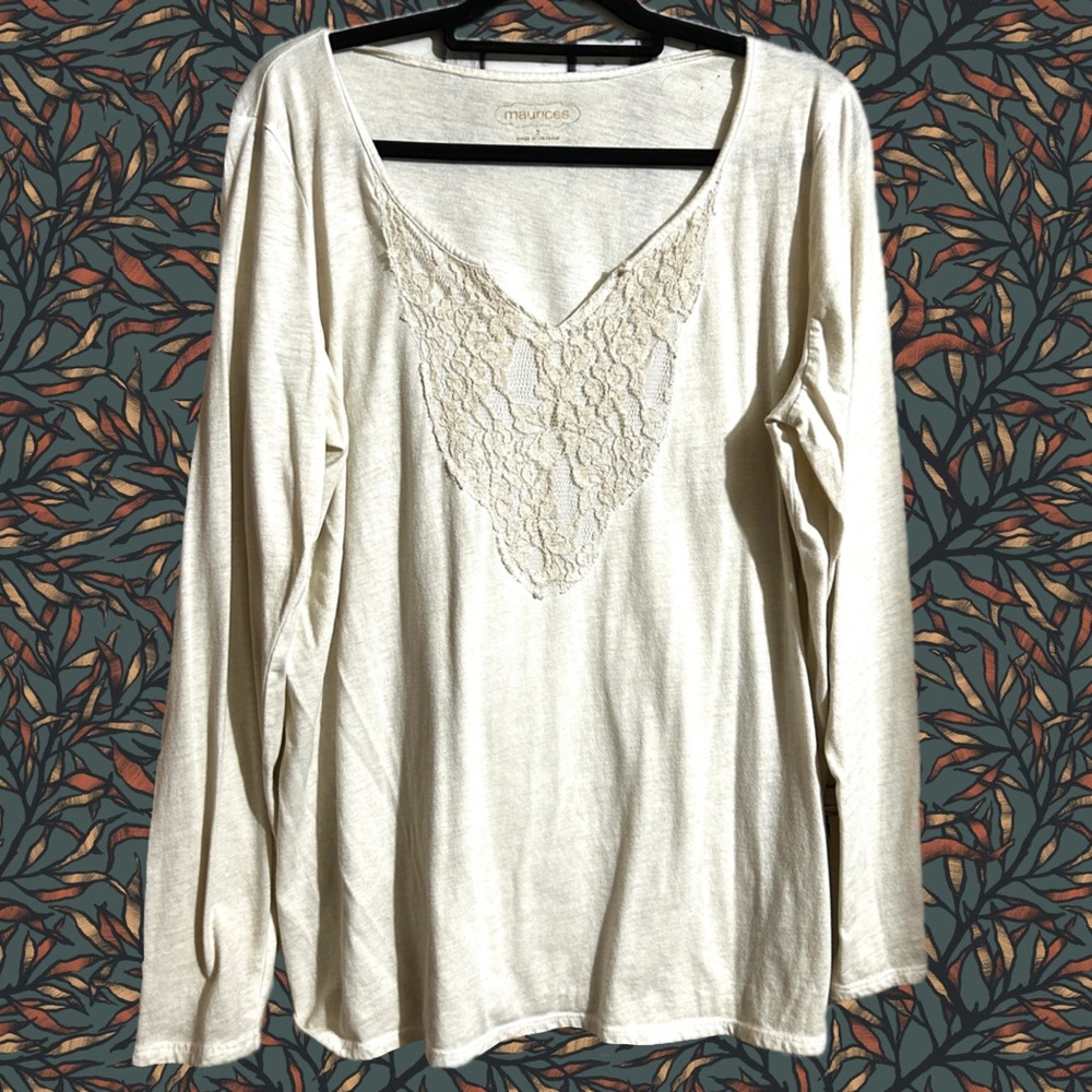 Maurices Cream Lace Detail Women's Top Size 2X